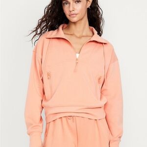 NWT- Old Navy dynamic fleece. Stylish Coral Quarter-Zip Pullover